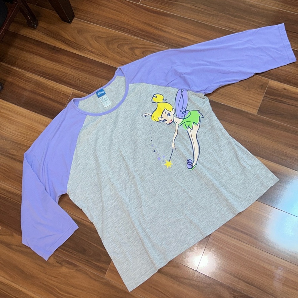 1X / 1XL Disney Tinkerbelle pajama baseball tee top - Picture 1 of 4